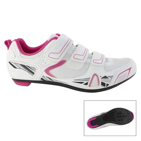 Patavinity Shoes - Patavinity Cycling Shoes Spin/Road Bike Women's Size 8 White Pink 3 Bolt Clip In